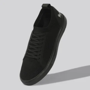 Men’s All-Black Knit Casual Sneakers – Lightweight Everyday Shoes at TheShoeAdda