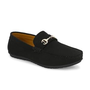 Men’s Premium Black Slip-On Loafers with Metal Bit at  TheShoeAdda
