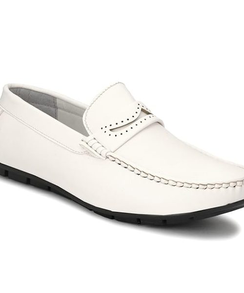 Premium White Leather Loafers for Men at TheShoeAdda